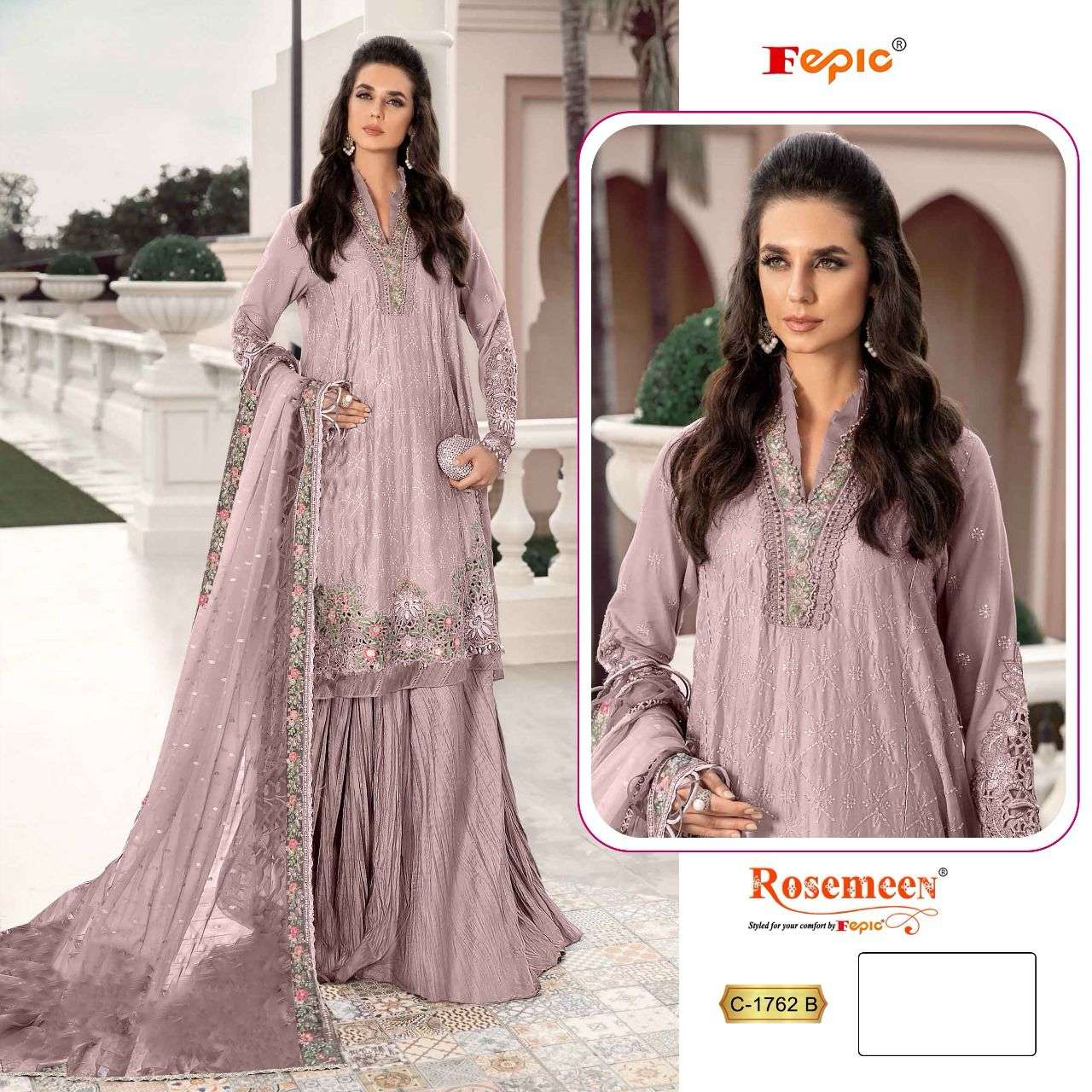 FEPIC ROSEMEEM C-1762 PURE ORGANZA EMBROIDERY PAKISTANI DRESSES-00201