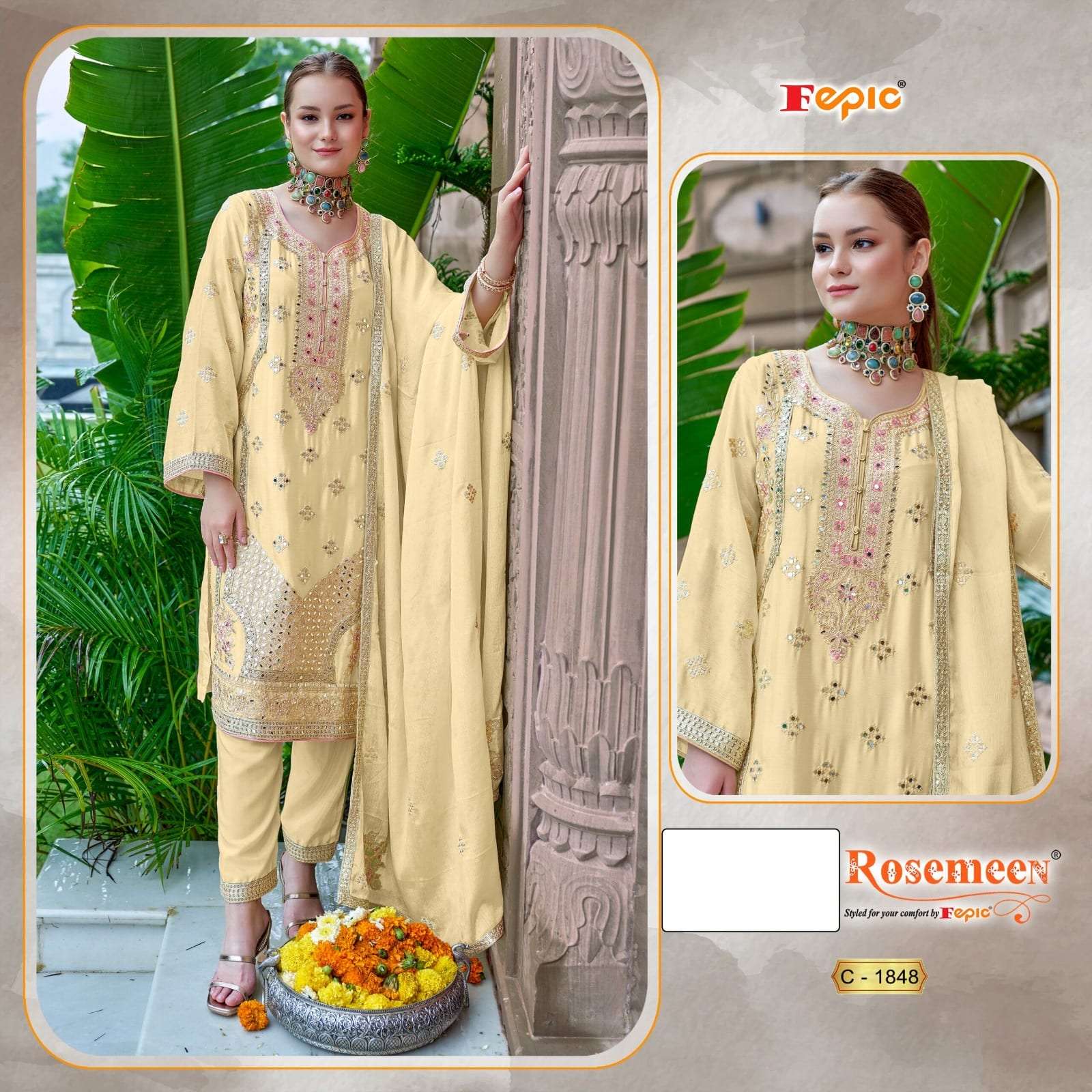 FEPIC ROSEMEEN C-1848 HEAVY CHINON EMBROIDERY PAKISTANI DRESSES-00201