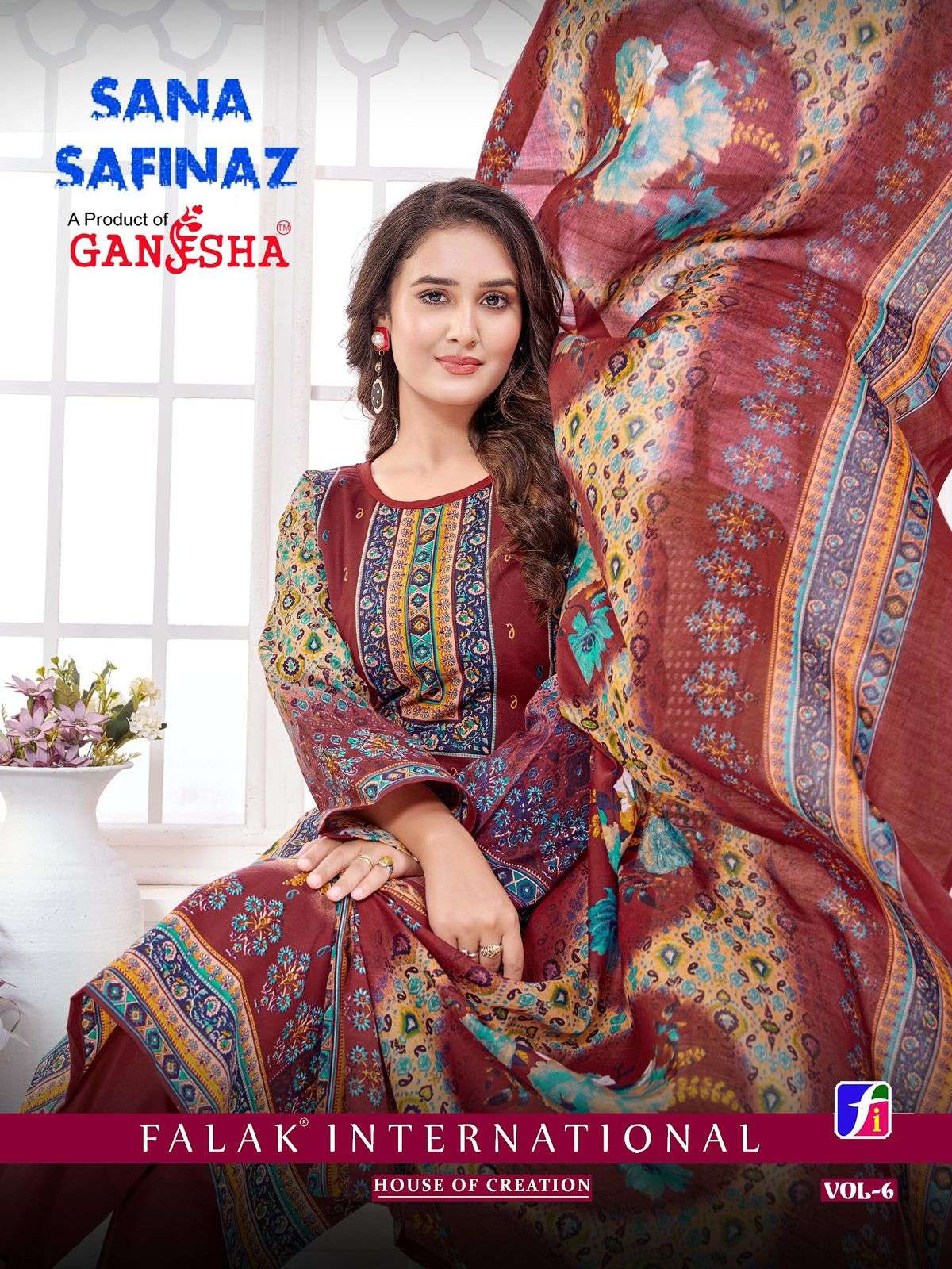 GANESHA SANA SAFINAZ VOL-06 6003 TO 6010 SERIES PURE COTTON PRINTED PAKISTANI DRESSES-00062