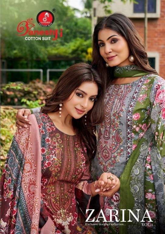 GANESHJI ZARINA VOL-1 1001 TO 1008 SERIES PURE COTTON PRINTED DRESSES-00015