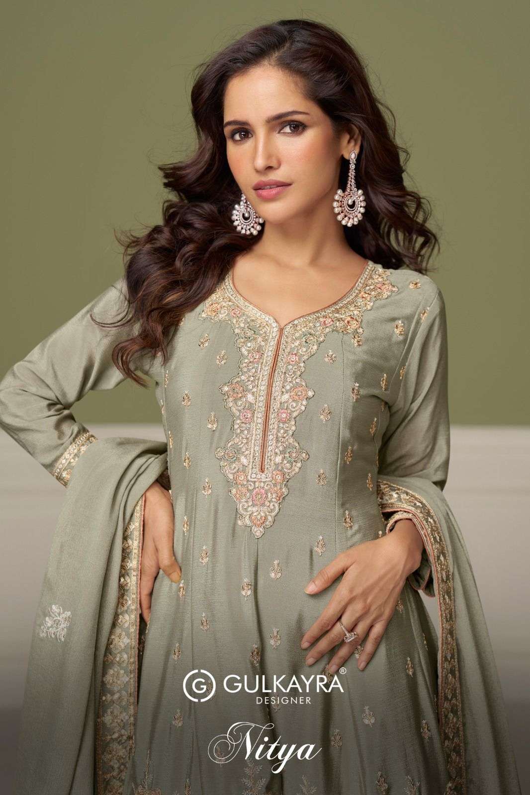 GULKAYRA NITYA PURE CHINON EMBROIDERY DRESSES-00028
