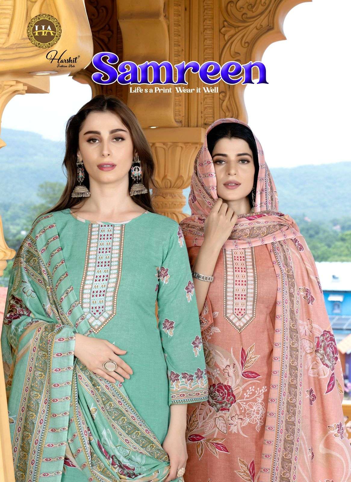 HARSHIT FASHION HUB SAMREEN PURE CAMBRIC PRINTED PAKISTANI DRESSES-00201