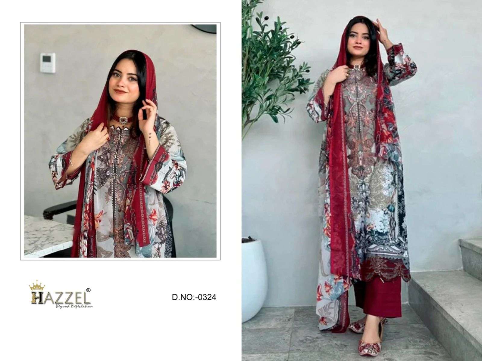 HAZZEL 324-355 SERIES PURE COTTON PRINTED PAKISTANI DRESSES-00062