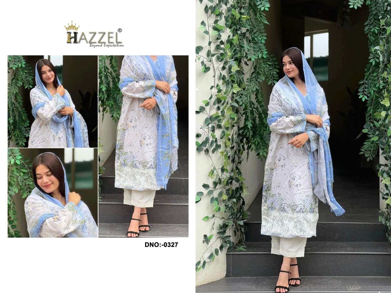 HAZZEL 327 COLOUR HEAVY EMBROIDERY COTTON PRINTED PAKISTANI DRESS-00062