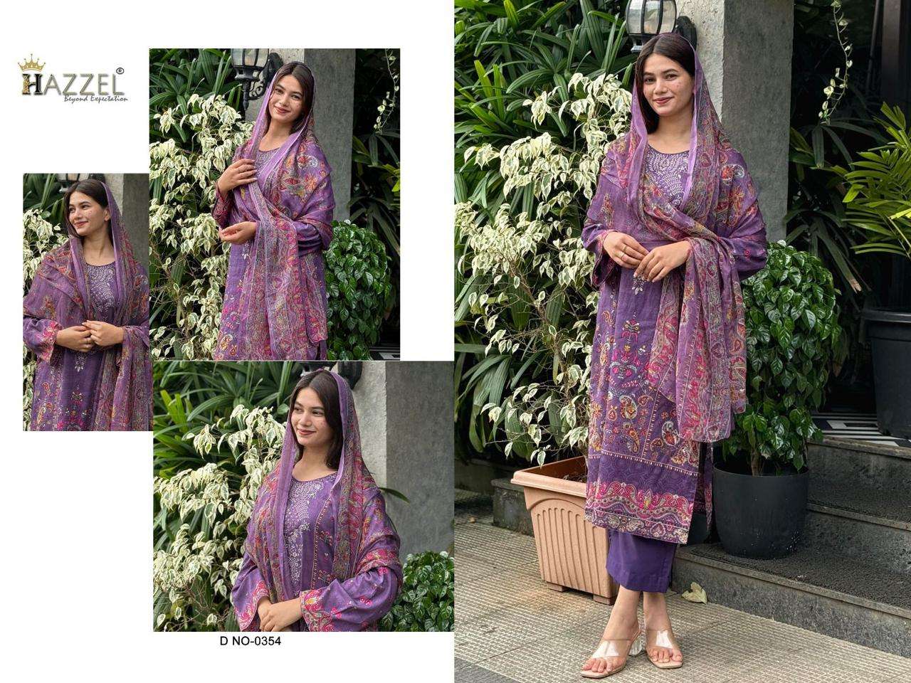 HAZZEL 354-346 PURE COTTON PRINTED EMBROIDERY PAKISTANI DRESSES-00071