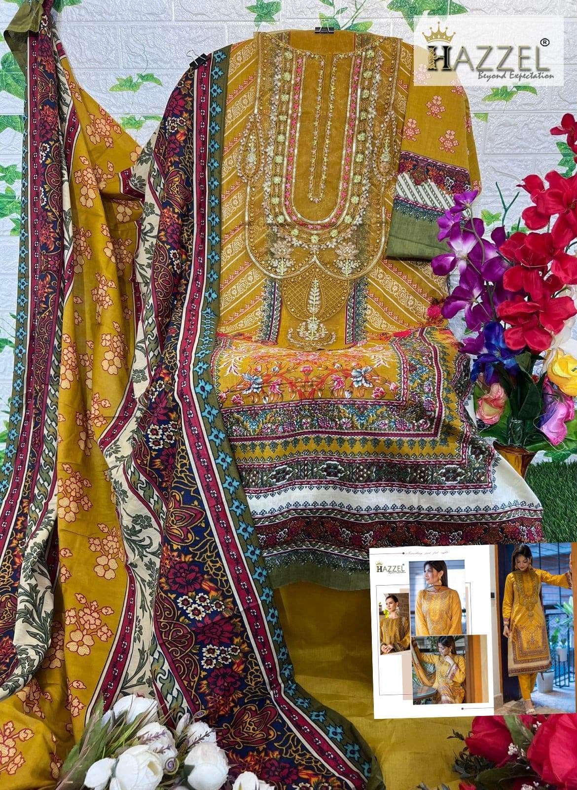 HAZZEL 360 PURE COTTON PRINTED EMBROIDERY PAKISTANI DRESS-00071