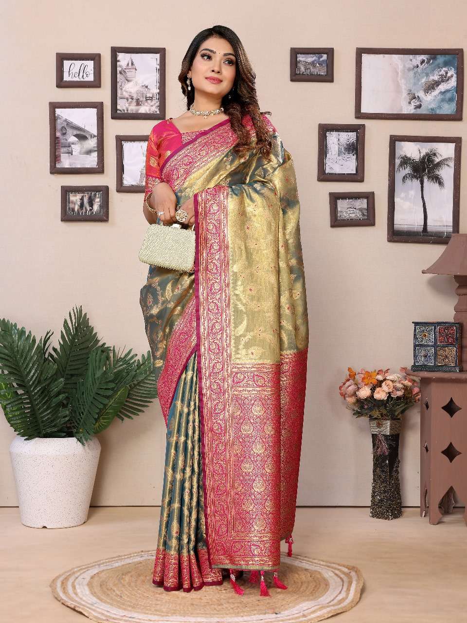 HEMA BY ASLIWHOLESALE DESIGNER PURE BANARASHI SILK SAREES-00125