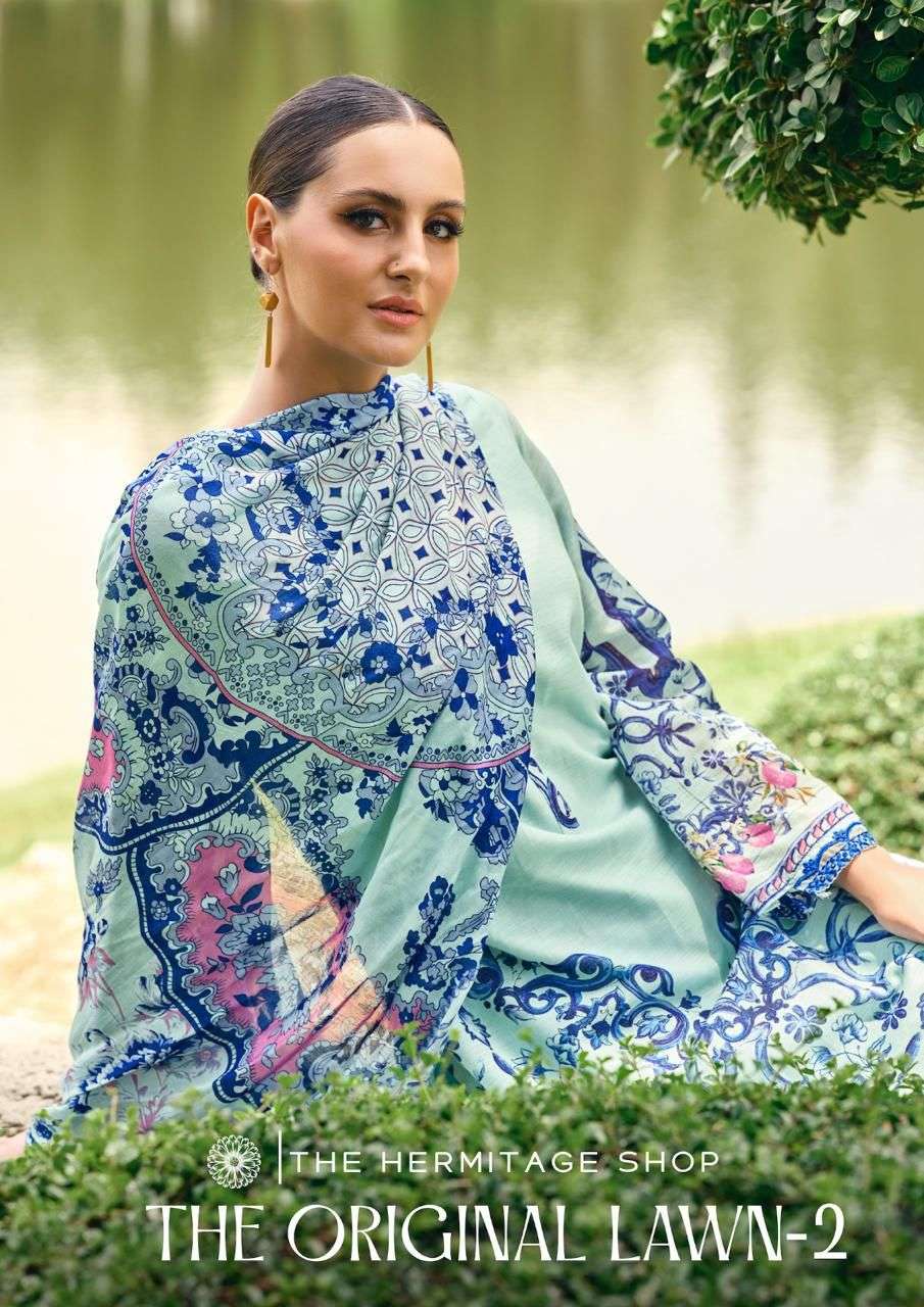 HERMITAGE SHOP THE ORIGINAL LAWN VOL-02 PURE LAWN EMBROIDERY PAKISTANI DRESSES-00201