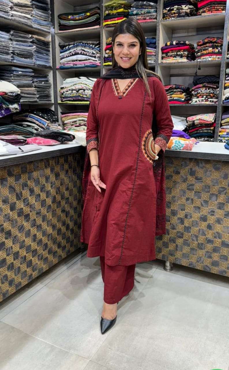 HIMANSHI VOL-872 BY ASLIWHOLESALE DESIGNER PURE COTTON EMBROIDERY DRESSES- 00211