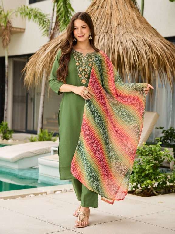 HONEY BY ASLIWHOLESALE DESIGNER PURE VISCOSE RAYON EMBROIDERY PRINTED DRESSES-00264