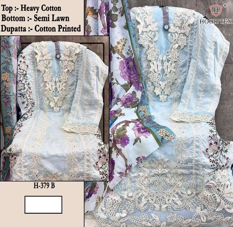 HOOR TEX H-379 HIT DESIGN PURE HEAVY COTTON EMBROIDERY PAKISTANI DRESSES-00020