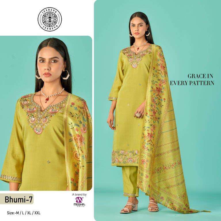 JEEREVA BHUMI 07 TO 08 SERIES PURE ROMAN SILK SEQUNCE DRESSES-00301