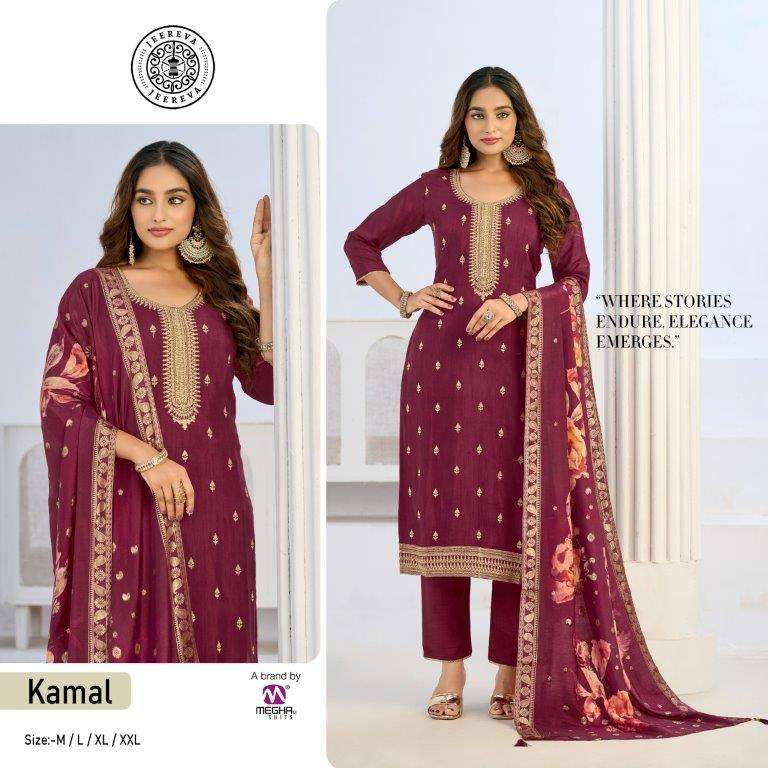 JEEREVA KAMAL PURE SILK HANDWORK DRESSES-00301