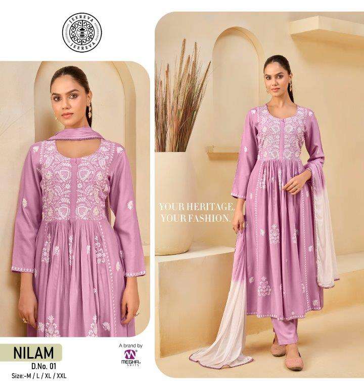 JEEREVA NILAM  01 TO 04 SERIES PURE RAYON EMBROIDERY DRESSES-00301