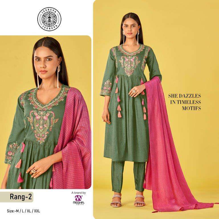 JEEREVA RANG 02 TO 05 SERIES PURE CHANDERI EMBROIDERY DRESSES-00301