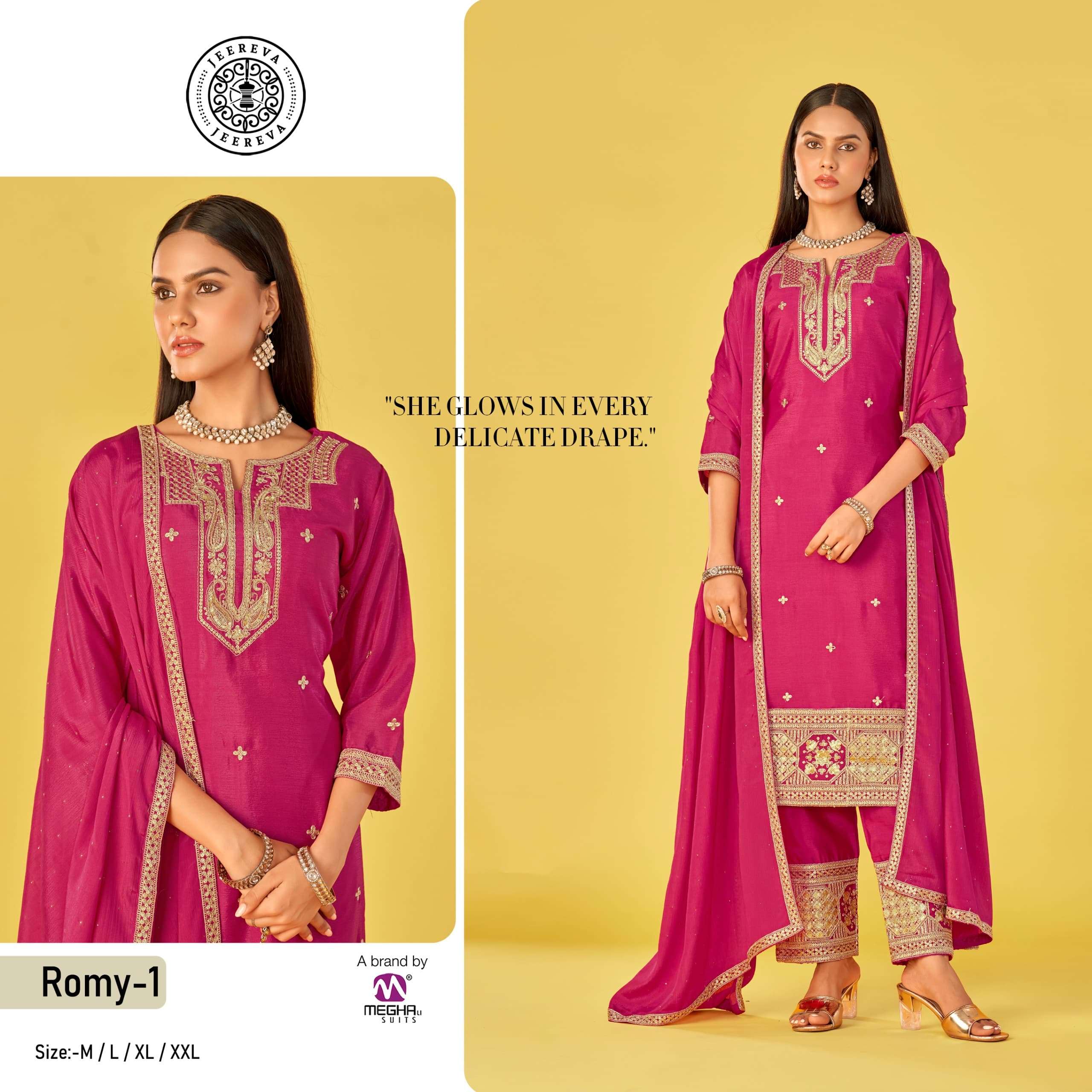 JEEREVA ROMY 01 TO 02 SERIES PURE CHINON SEQUENCE DRESSES-00301