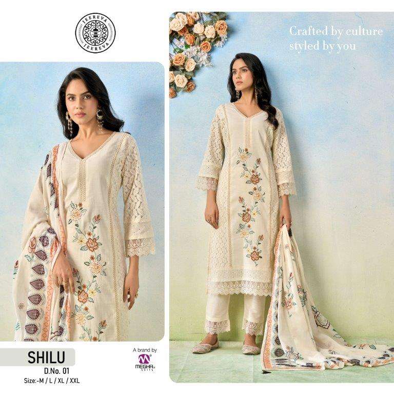 JEEREVA SHILU 01 TO 02 SERIES PURE COTTON HANDWORK DRESSES-00301