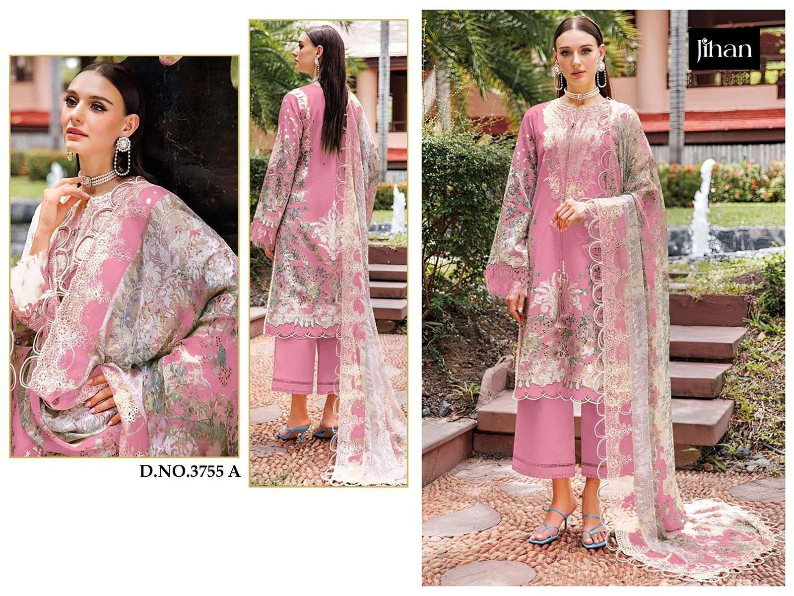 JIHAN 3755 SERIES HEAVY COTTON EMBROIDERY PAKISTANI DRESSES-00201