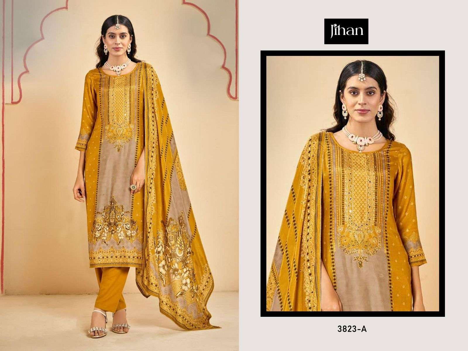 JIHAN 3823 PURE VISCOSE MUSLIN PRINTED PAKISTANI DRESSES-00201