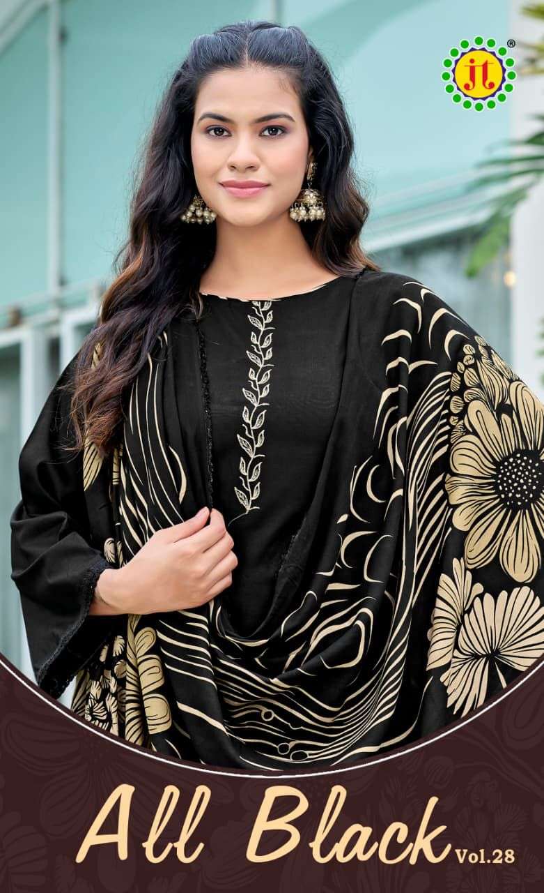 JT TEXTILE ALL BLACK VOL-28 PURE RAYON EMBROIDERY PAKISTANI DRESSES-00201