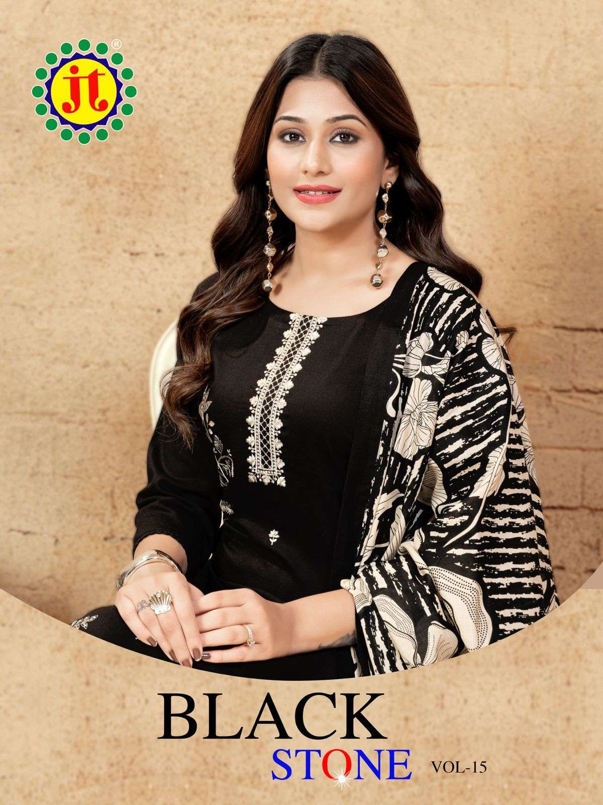 JT TEXTILE BLACK STONE VOL-15 PURE RAYON EMBROIDERY PAKISTANI DRESSES-00201