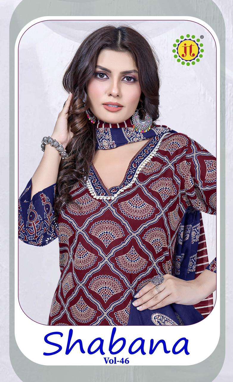 JT TEXTILE SHABANA VOL-46 PURE COTTON PRINTED DRESSES-00201