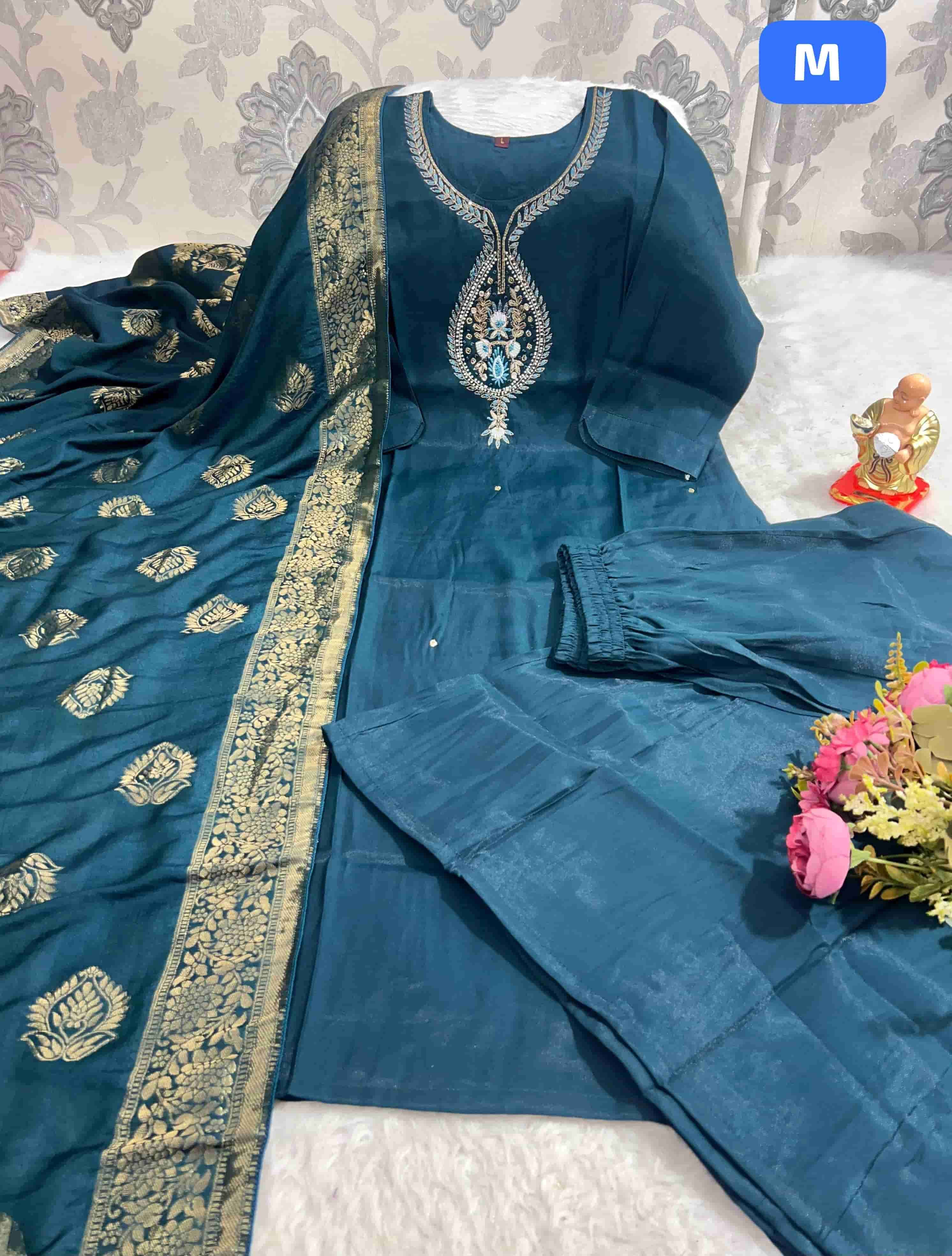 JYOTI VOL-288 BY ASLIWHOLESALE DESIGNER PURE BANANA SILK EMBROIDERY PRINTED DRESSES-00233