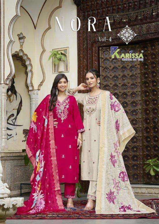 KARISSA NORA VOL-4 4002 TO 4006 SERIES PURE VISCOSE FANCY HANDWORK DRESSES-00014