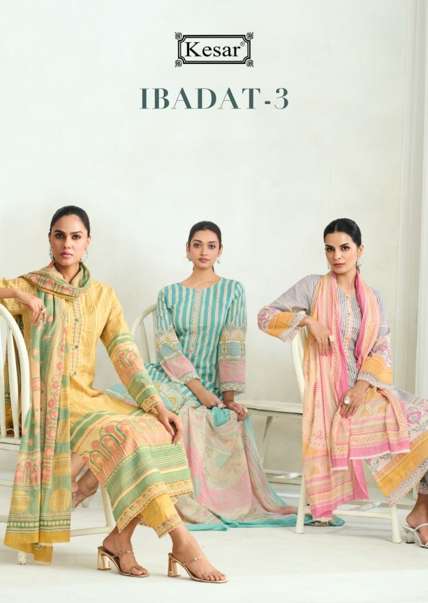 KESAR KARACHI IBADAAT VOL-03 PURE COTTON PRINTED EMBRODIERY DRESSES-00028