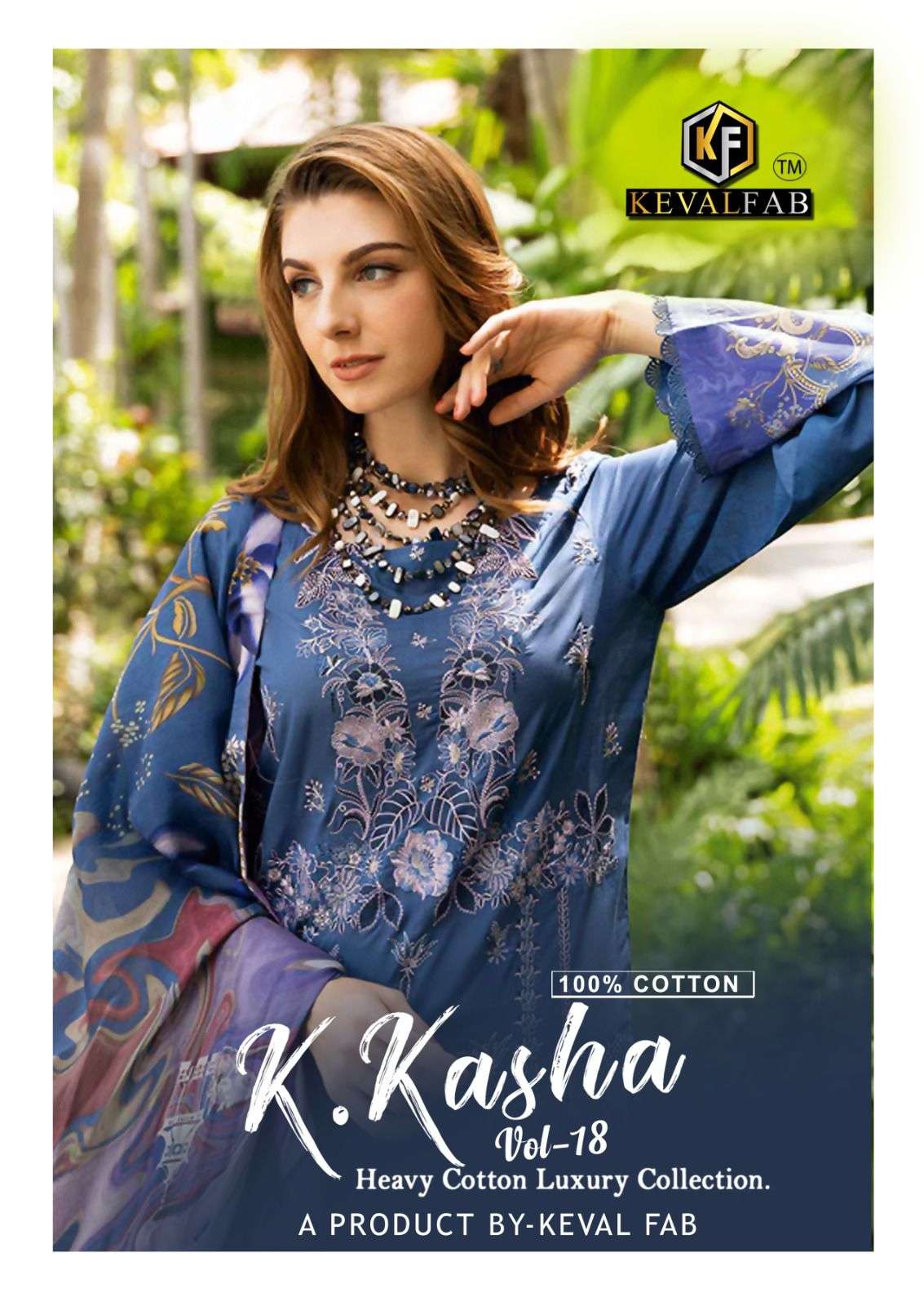KEVAL FAB K.KASHA VOL-18 18001 TO 18006 SERIES PURE COTTON PRINTED PAKISTANI DRESSES-00062