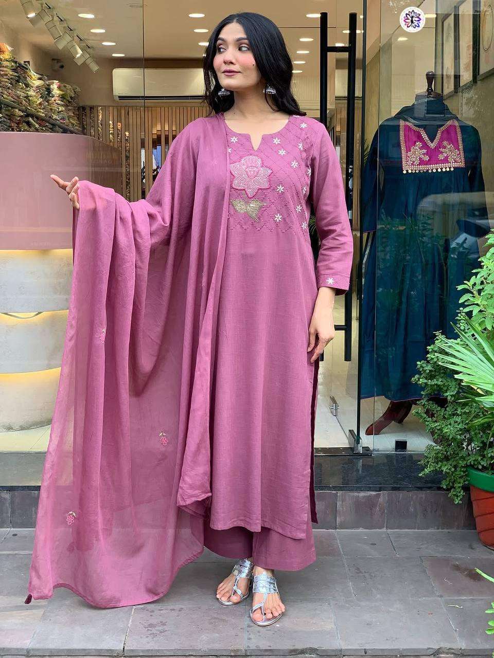 KF-4069 BY ASLIWHOLESALE DESIGNER PURE COTTON EMBROIDERY DRESSES-00096