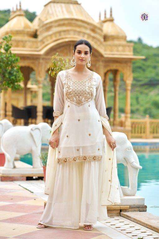 KF-502 BY ASLIWOLESALE DESIGNER PURE FAUX GEORGETTE EMBROIDERY DRESSES-00096