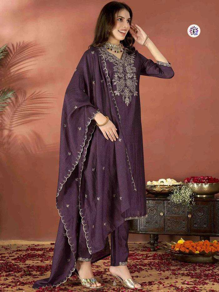 KF-5126 BY ASLIWHOLESALE DESIGNER PURE VICHITRA EMBROIDERY DRESSES-00096