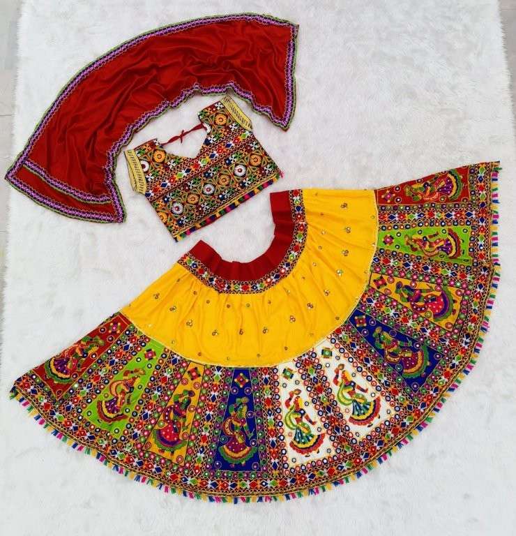 KIDS LEHENGA VOL-26 BY ASLIWHOLESALE DESIGNER PURE RAYON COTTON EMBROIDERY KIDS LEHENGA-00029