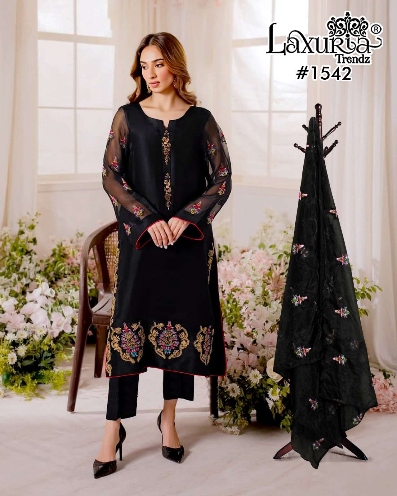 LAXURIA 1542 PURE FUAX GEORGETTE PAKISTANI DRESS-00005