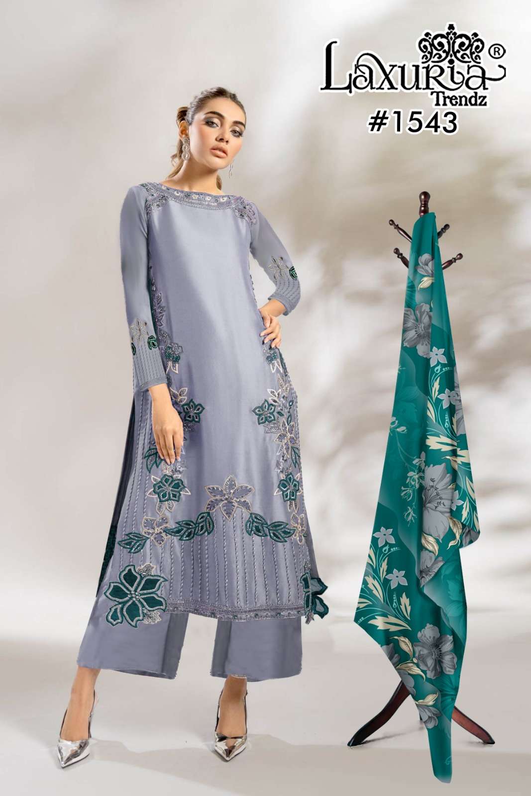 LAXURIA 1543 PURE VISCOSE SILK EMBROIDERY PAKISTANI DRESS-00005