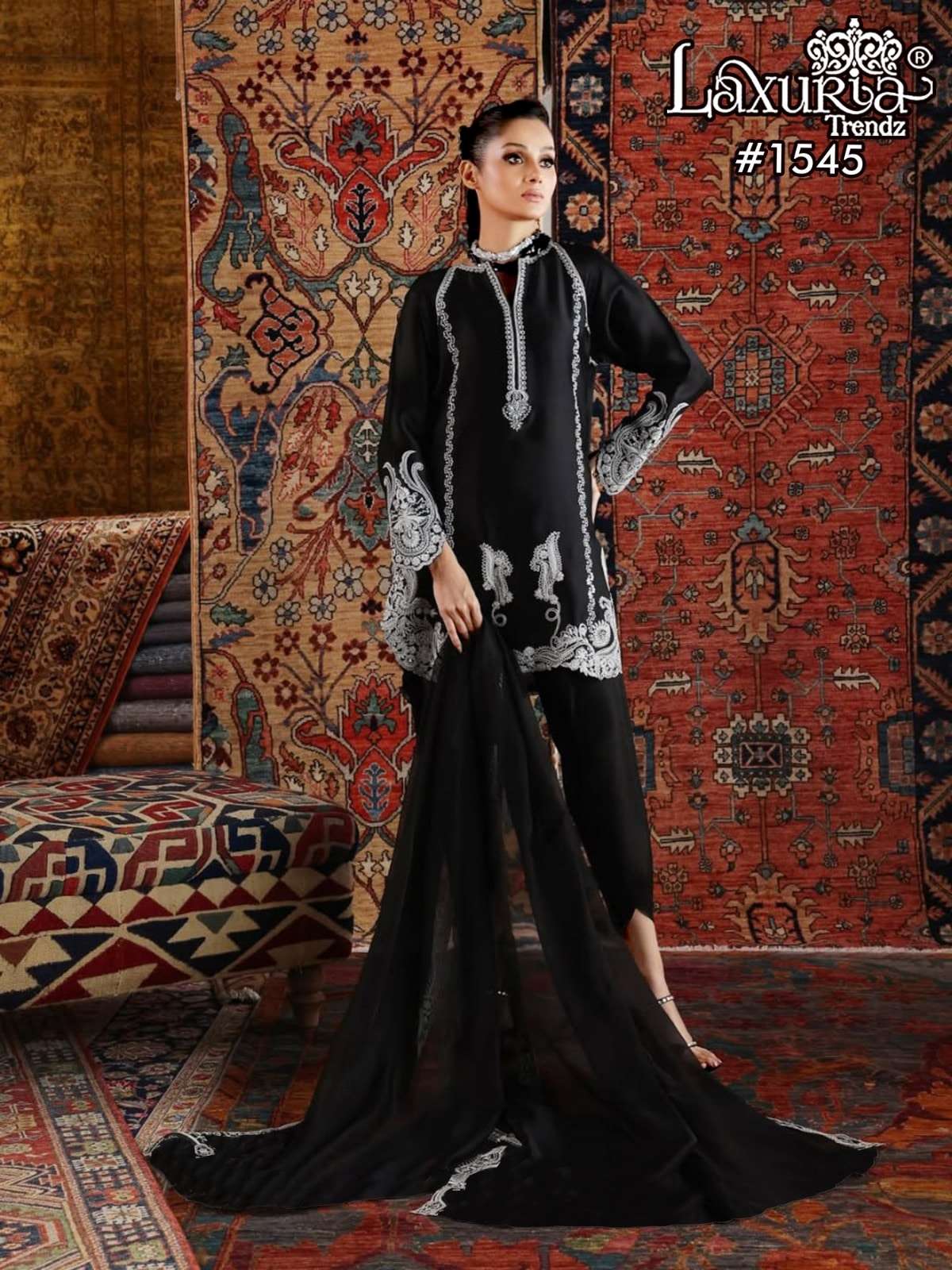 LAXURIA 1545 PURE SATIN EMBROIDERY PAKISTANI DRESSES-00005