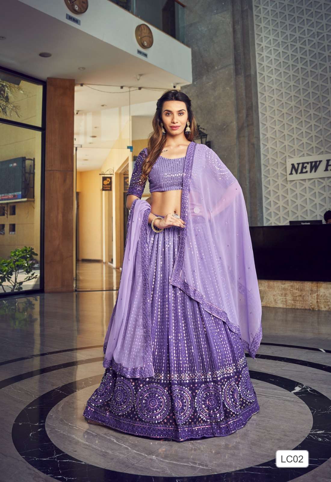 LC DESIGN BY ASLIWHOLESALE DESIGNER PURE GEORGETTE EMBROIDERY PRINTED LEHENGAS-00026