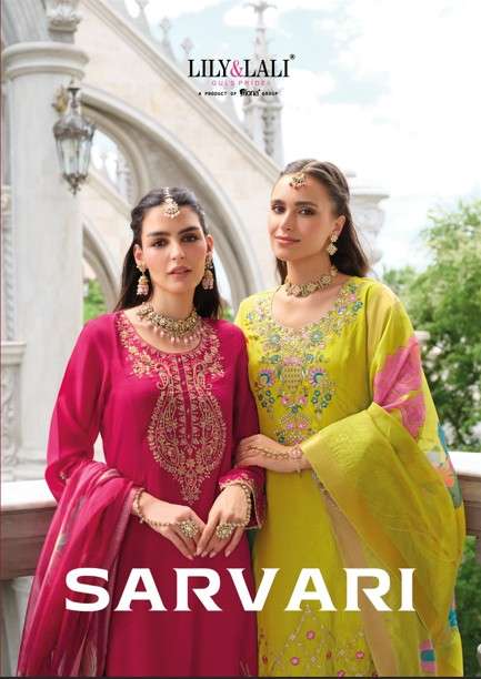 LILY AND LALI SAVARI 27521 TO 27524 SERIES PURE CHINON SILK EMBROIDERY DRESSES-00028