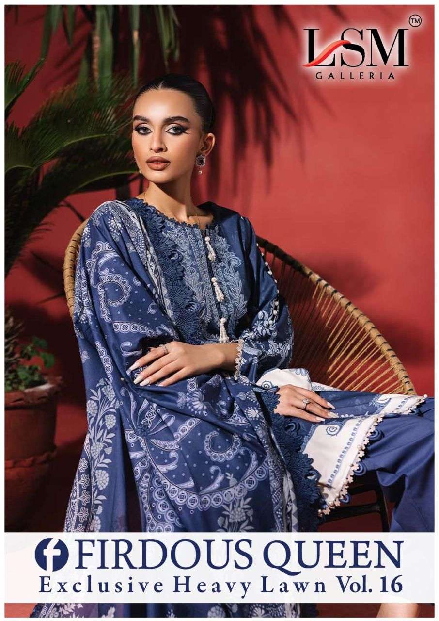LSM GALLERIA FIRDOUS QUEEN VOL-16 161  TO 166 SERIES PURE LAWN PRINTED PAKISTANI DRESSES-00062