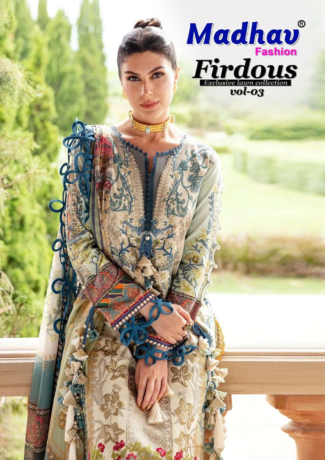 MADHAV FASHION FIRDOUS VOL-03 PURE LAWN COTTON PRINTED PAKISTANI DRESSES-00062