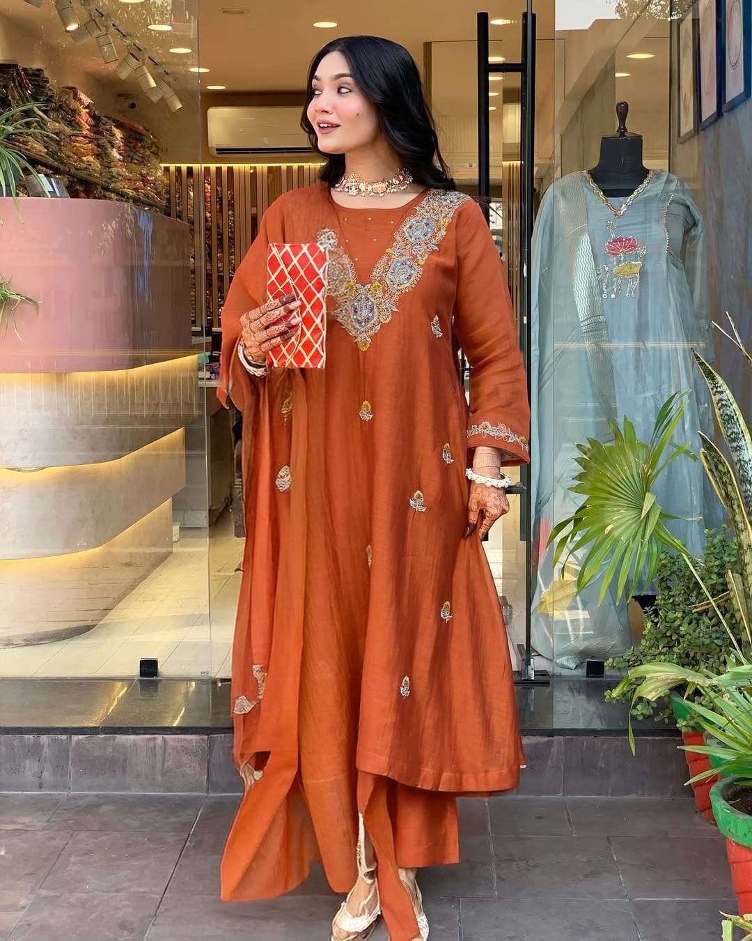 MAHI BY ASLIWHOLESALE DESIGNER PURE VICHITRA SILK EMBROIDERY DRESSES-00264
