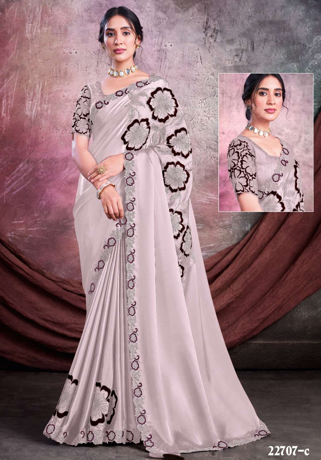 MAHOTSAV MOHMANTHAN HITS PURE ORGANZA SILK EMBROIDERY PRINTED SAREES-00276