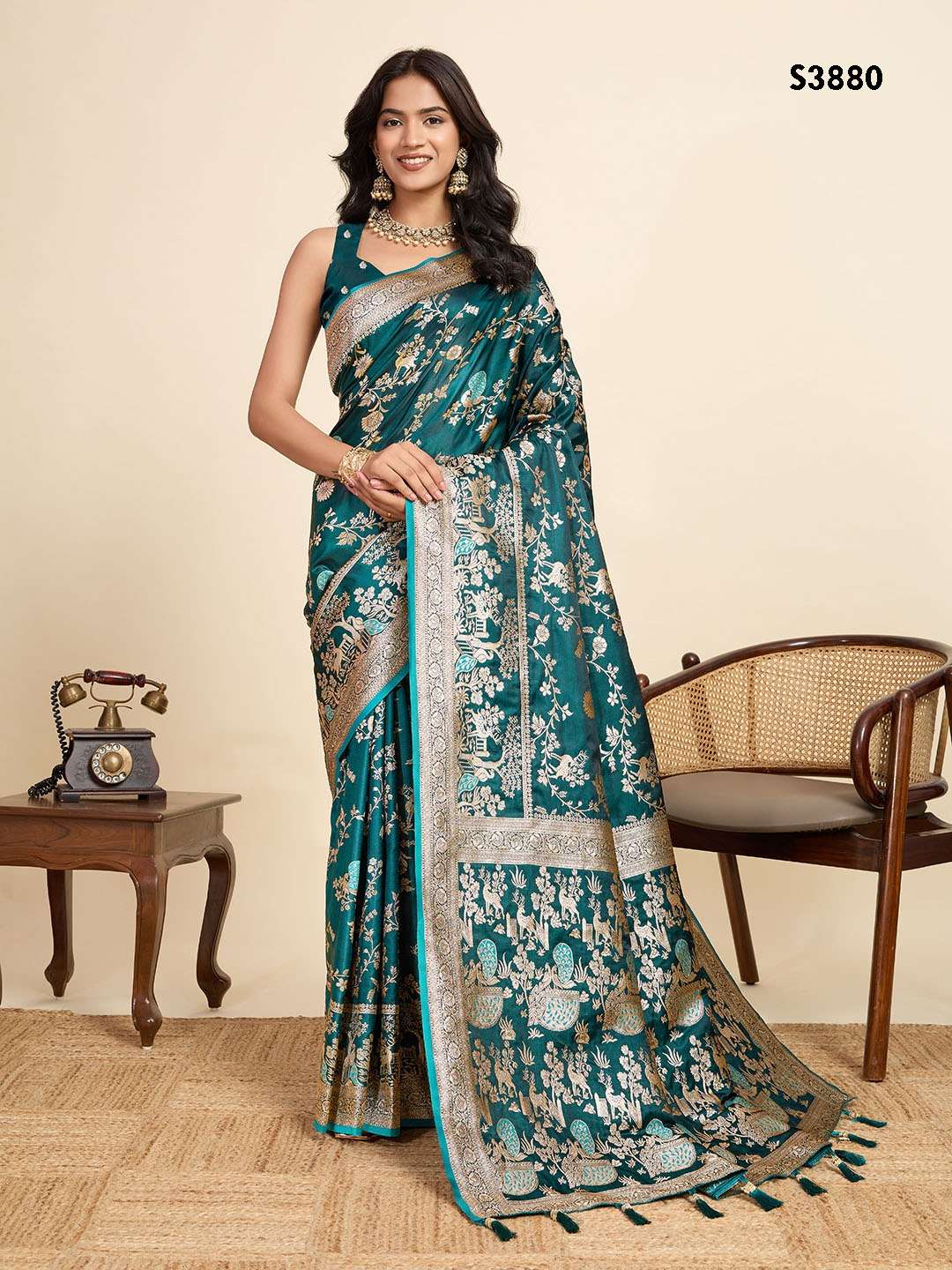 MAHOTSAV NAZMA S-3880 TO S-3884 SERIES PURE SATIN EMBROIDERY SAREEES-00276
