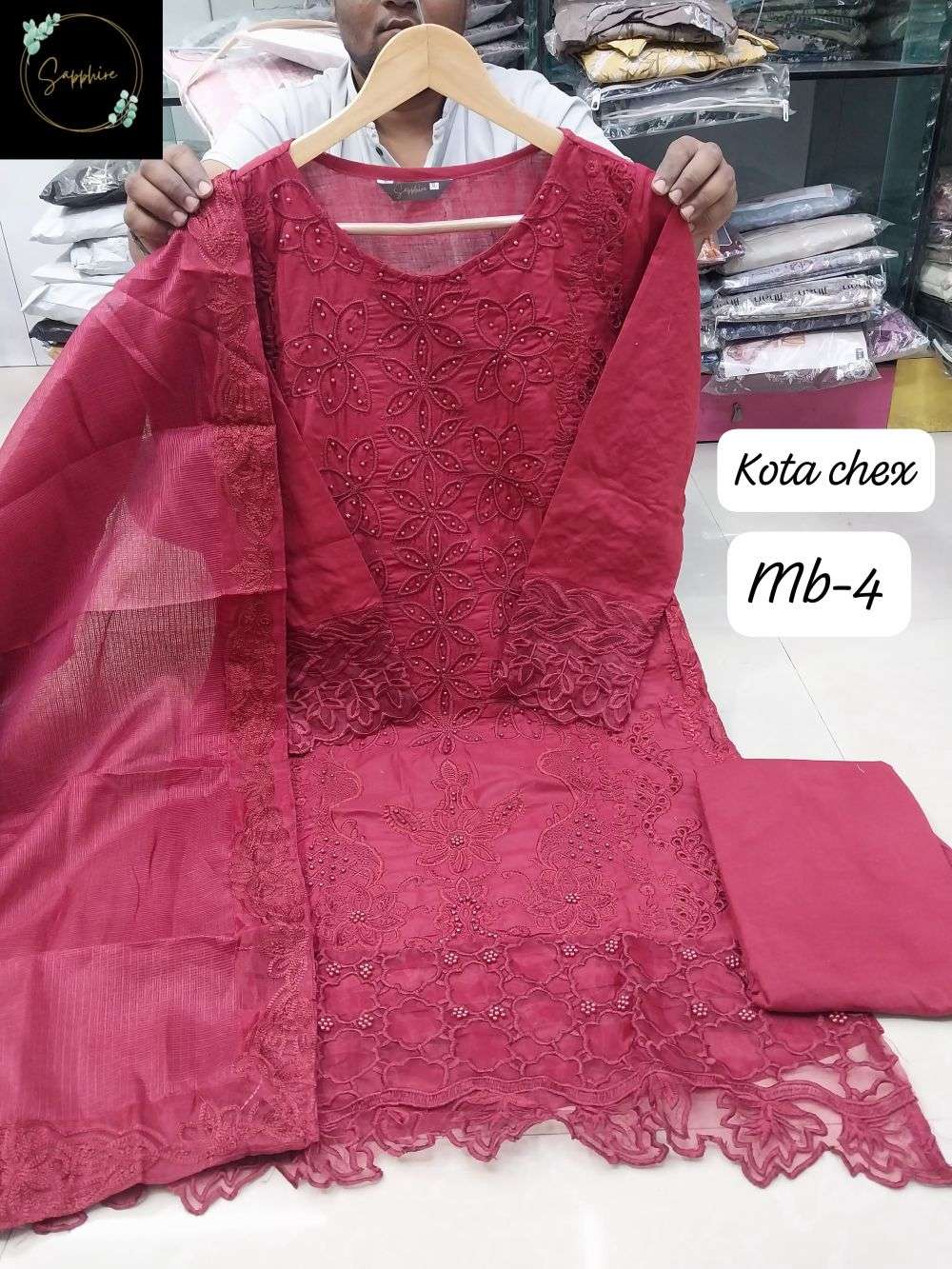 MARIAB-4 BY ASLIWHOLESALE DESIGNER PURE LAWN COTTON EMBROIDERY PRINTED DRESSES-00272