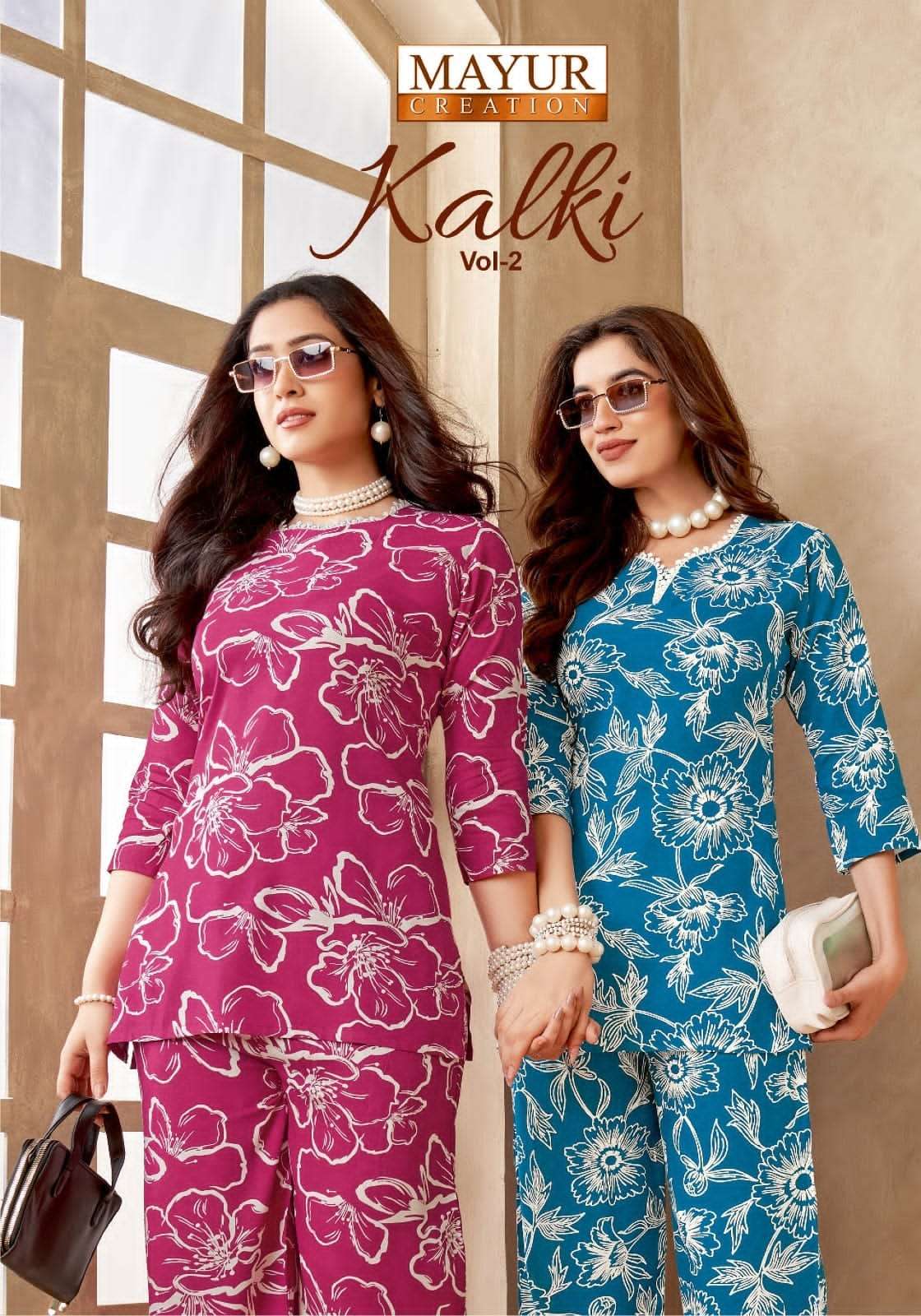 MAYUR CREATION  KALKI VOL-2 2001 TO 2010 SERIES PURE RAYON PRINTED CO-ORD SET-00015 