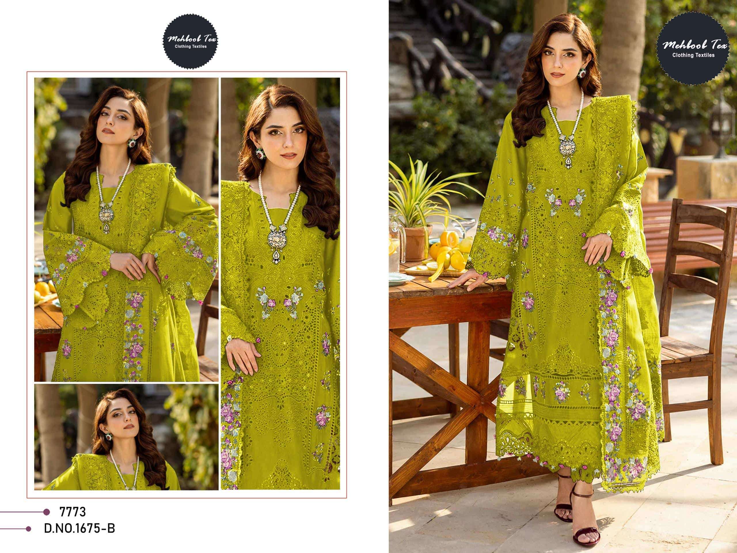 MEHBOOB TEX 1675 PURE COTTON EMBROIDERY PAKISTANI DRESSES-00071