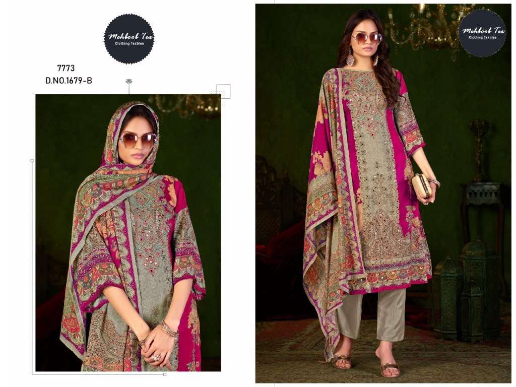 MEHBOOB TEX 1679 NX PURE VISCOSE MUSLIN PRINTED PAKISTANI DRESS-00071
