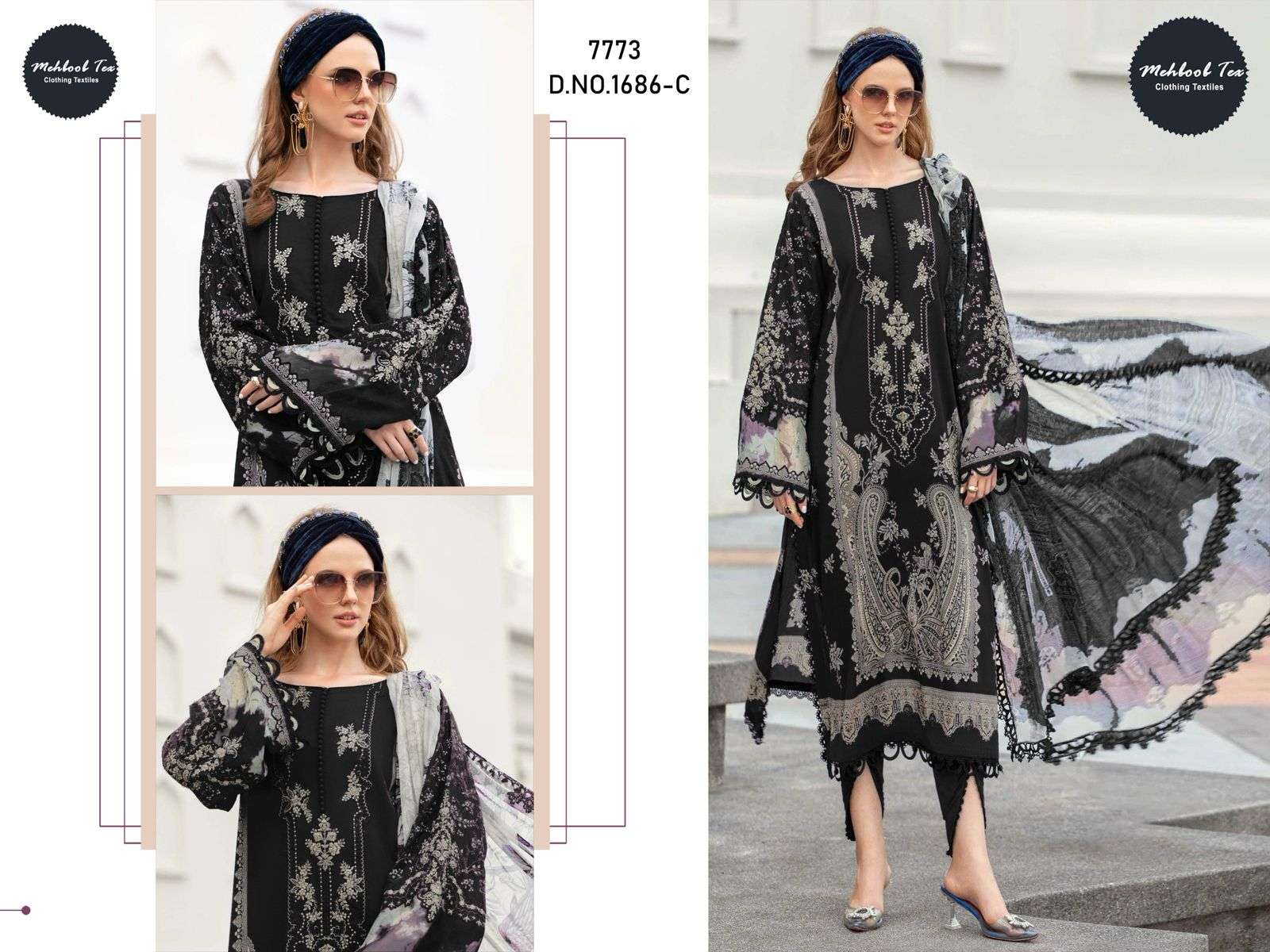 MEHBOOB TEX 1686 PURE COTTON PRINTED EMBROIDERY PAKISTANI DRESSES-00071