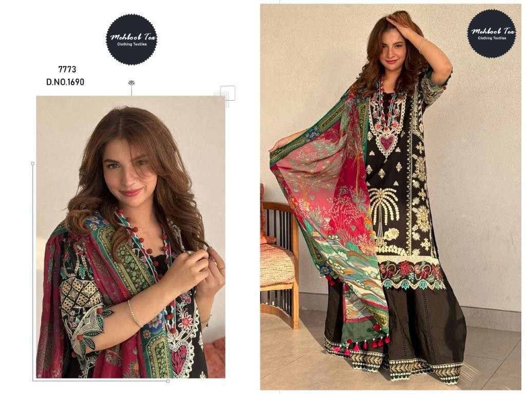 MEHBOOB TEX 1690 PURE VISCOSE RAYON EMBROIDERY PAKISTANI DRESS-00071